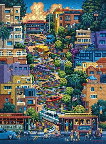 Buffalo Games - Eric Dowdle - Lombard Street - 1000 قطعة بانورامزو للألغاز للبالغين - اللغز الصعبة المثالية لليالي اللعبة - الحجم النهائي هو 26.75 × 19.75 in Saudi Arabia
