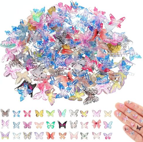 100 PCS راتنج الفراشات مصغرة مصغرة ملحقات دمية صغيرة الدقيقة التماثيل راتنج الفراشات التماثيل الربيع زخارف الفنية in Saudi Arabia