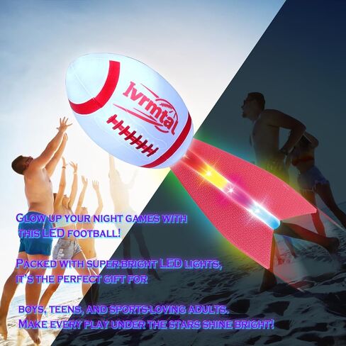Foam Glow in The Dark Football, LED Light Up Football, Color-Changing Sports Outdoor Toys for Kids 8 9 10 11 12 Summer&Birthday Gifts for Boys 8-12 in Saudi Arabia