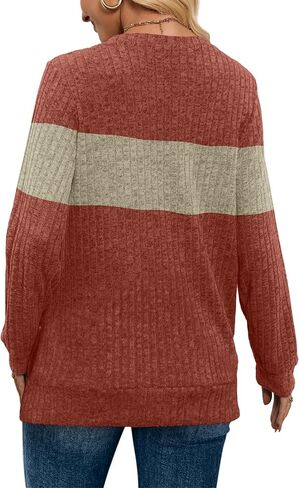 SAMPEEL V Neck Long Sleeve Shirts for Women Casual Fall Tops Lightweight Tunic Sweaters Fashion Clothes 2024 in Kuwait