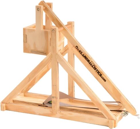 Wood Trebuchet kit for 12 and up, Fully Adjustable, launches 30+ ft. Made in America, Updated Design for 2025 in Saudi Arabia