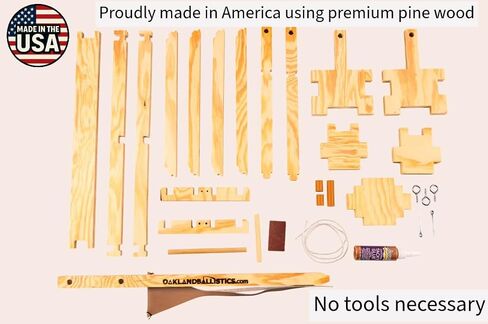 Wood Trebuchet kit for 12 and up, Fully Adjustable, launches 30+ ft. Made in America, Updated Design for 2025 in Saudi Arabia