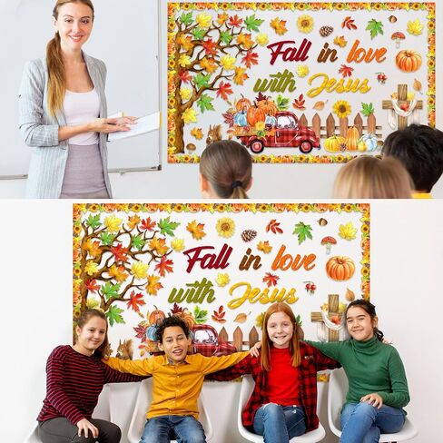 99 PCS Fall Tree Bulletin Decorations مع 300 PCS PCS Glue Points Autumn Attgiving Maple Leaves Acorns Cutouts Autumn Harvest Crall in Saudi Arabia