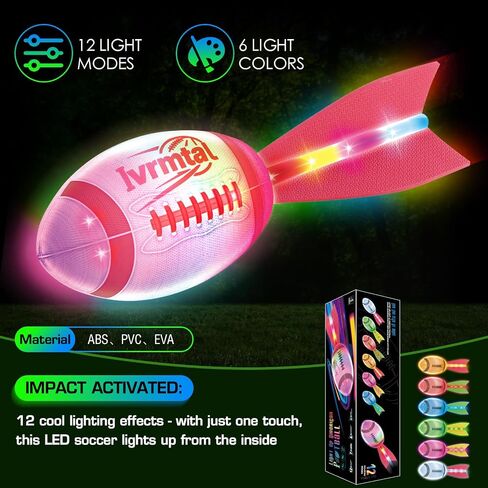 Foam Glow in The Dark Football, LED Light Up Football, Color-Changing Sports Outdoor Toys for Kids 8 9 10 11 12 Summer&Birthday Gifts for Boys 8-12 in Saudi Arabia