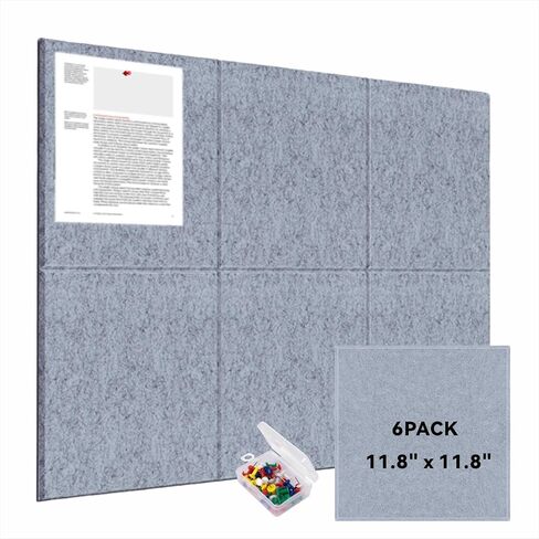 Large Cork Bulletin Board for Wall 47" x 35", 12 Pack Black Felt Pin Board with 60 Pushpins and 72 Safe Removable Adhesive Tabs, Felt Wall Tiles for Office（Black） in Kuwait