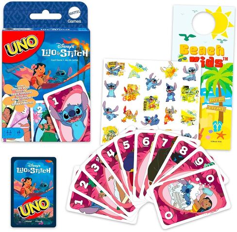 مجموعة ألعاب البطاقات UNO Stitch - حزمة مع Disney Uno Deck for Kids Plus Stickers ، المزيد | لعبة ليلو وروتيتش بطاقة للأطفال ، ليلة لعبة العائلة in Saudi Arabia