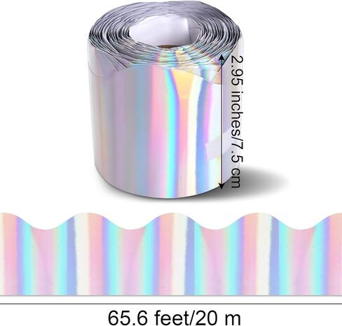 65 Feet Iridescent Bulletin Board Borders Holographic Scalloped Bulletin Board Trims Classroom Shine Decorative for Iridescent Birthday Party Wedding Home School in Saudi Arabia