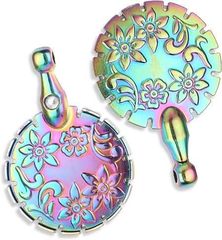 2 PCS Yarn Cutter Pendants Thread Cutter Pendants, Vintage Metal Yarn Cutters Thread Snips Round Floral Design Craft Cutting Tools Sewing Scissors for DIY Sewing and Knitting (Dazzle Color) in Saudi Arabia