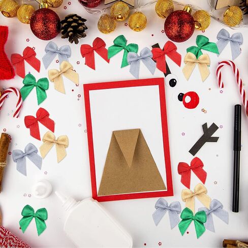 SYHOITE 150 PCS Christmas Mini Bow Tiny Tipt Tipt Tipt Handmade Craft Ribbon Bow Hair Small Holiday Ribbon Craft Supply for DIY Decor (الذهب ، الفضة ، الأحمر ، الأخضر) in Saudi Arabia