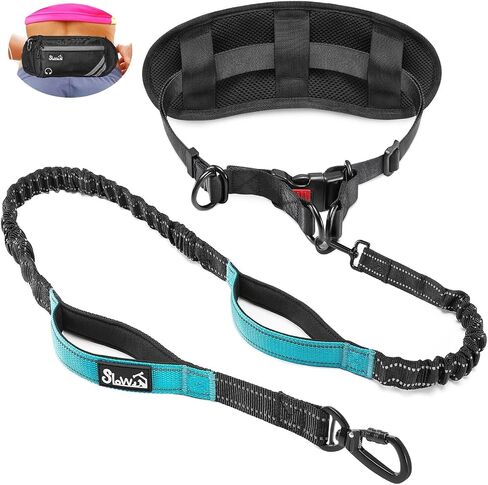 Slowton Hands Free Dog Leash - مع حقيبة سستة قابلة للإزالة ، بونجي لامتصاص الصدمات ، مقبض مزدوج وغرز عاكسة ، مقود خصري قابل للتعديل على نطاق واسع للكلاب يمشي (L ، لكلب واحد) in Kuwait