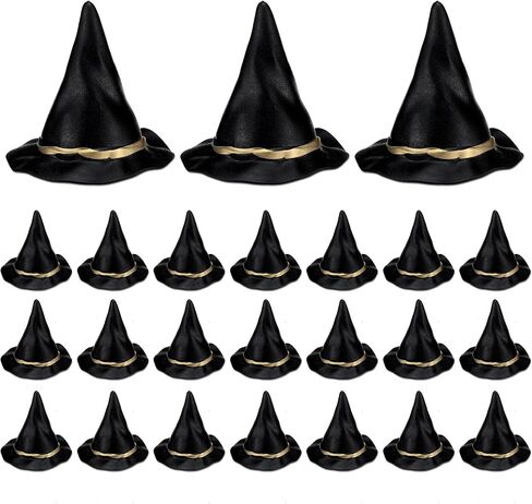 Weysat 24 PCS Halloween Mini Witch Hats 3 '' Black Plastic Wizard Hats for Diy Crafts Botts Toppers Halloween Dollhous in Saudi Arabia