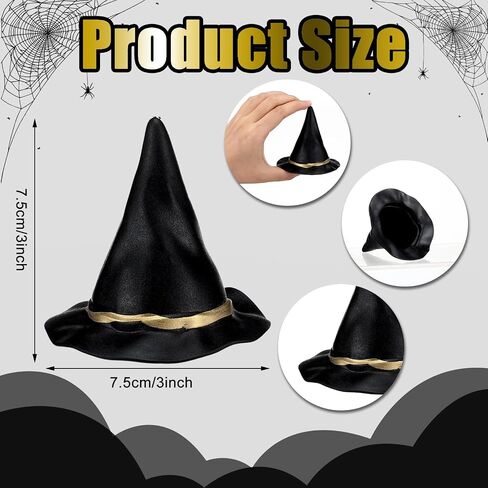 Weysat 24 PCS Halloween Mini Witch Hats 3 '' Black Plastic Wizard Hats for Diy Crafts Botts Toppers Halloween Dollhous in Saudi Arabia