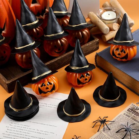 Weysat 24 PCS Halloween Mini Witch Hats 3 '' Black Plastic Wizard Hats for Diy Crafts Botts Toppers Halloween Dollhous in Saudi Arabia
