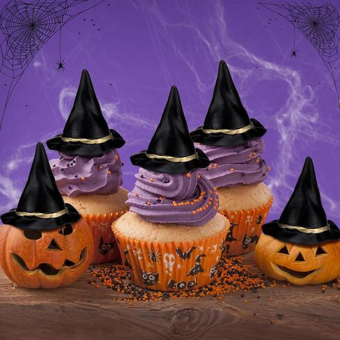 Weysat 24 PCS Halloween Mini Witch Hats 3 '' Black Plastic Wizard Hats for Diy Crafts Botts Toppers Halloween Dollhous in Saudi Arabia