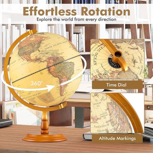 GOPLUS 12 Ingly World World Globe ، Light Up Dottating Globe Night Lamp مع حامل خشبي ، جغرافيا تزيين سطح المكتب. in Saudi Arabia