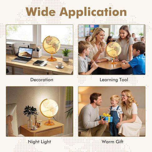 GOPLUS 12 Ingly World World Globe ، Light Up Dottating Globe Night Lamp مع حامل خشبي ، جغرافيا تزيين سطح المكتب. in Saudi Arabia