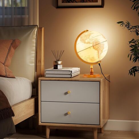 GOPLUS 12 Ingly World World Globe ، Light Up Dottating Globe Night Lamp مع حامل خشبي ، جغرافيا تزيين سطح المكتب. in Saudi Arabia