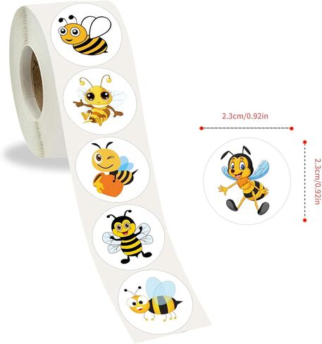 500pcs Bee Sticker for Kids Boy Teacher ، 1 Roll 10 Styles Cute Insecta Conslies Condract Space Space Supplies Supplies Divisions Sticker Animal Party Secal (Bee) in Kuwait