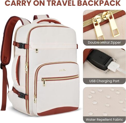 40L Large Travel Backpack for Women,Carry On Luggage with 4 Packing Cubes, Airline Approved Weekender Backpacks for Personal Items fits 17 Inch Laptop in Saudi Arabia