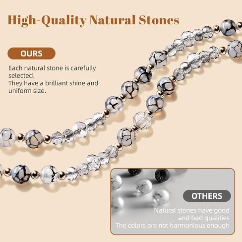 HappyHapi Teacher Lanyards for Id Badges and Keys, Retractable Natural Stone Beaded Lanyard for Women Cute with Id Holder, Black in Kuwait