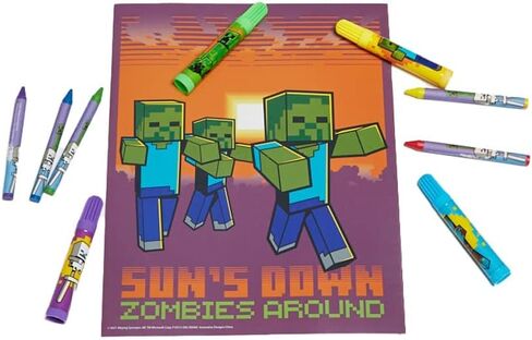 Innovative Designs Mine Craft Kids Coloring Art and Sticker Set,30 Pcs.School and Craft Supplies with Pencil Case,Blue in Saudi Arabia