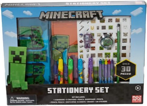Innovative Designs Mine Craft Kids Coloring Art and Sticker Set,30 Pcs.School and Craft Supplies with Pencil Case,Blue in Saudi Arabia