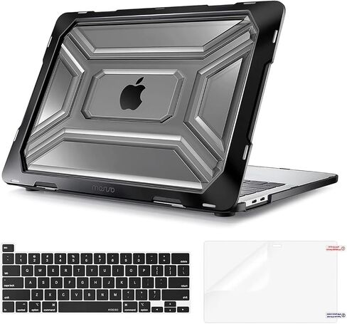 MOSISO Compatible with MacBook Pro 13 inch Case M2 2025 2024 2023 2022 2021 2020 A2338 M1 A2289 A2251, Heavy Duty Plastic Hard Shell Case with TPU Bumper&Keyboard Cover&Screen Film, Black in Saudi Arabia