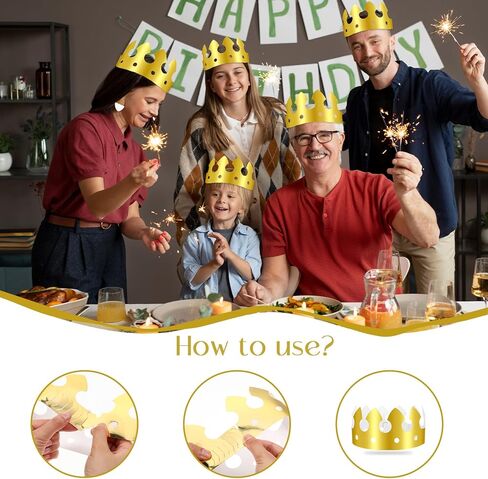 100 قطعة تاج عيد ميلاد ، غولدن كينج تاج قابلة للطي وقبعات الورق القابلة للتعديل قبعات حفلة عيد ميلاد للاحتفال بالاحتفال بالدعامات الدعائم in Kuwait