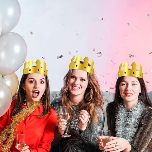 100 قطعة تاج عيد ميلاد ، غولدن كينج تاج قابلة للطي وقبعات الورق القابلة للتعديل قبعات حفلة عيد ميلاد للاحتفال بالاحتفال بالدعامات الدعائم in Kuwait