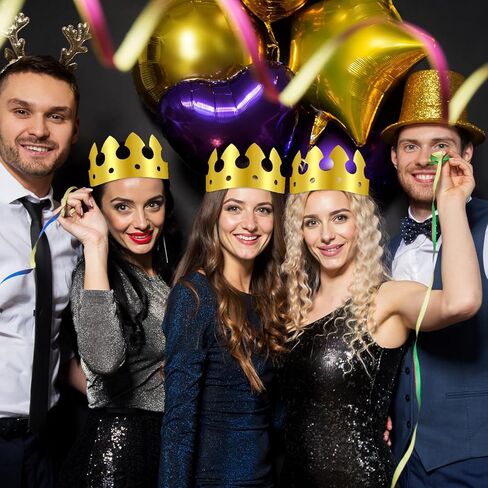 100 قطعة تاج عيد ميلاد ، غولدن كينج تاج قابلة للطي وقبعات الورق القابلة للتعديل قبعات حفلة عيد ميلاد للاحتفال بالاحتفال بالدعامات الدعائم in Kuwait