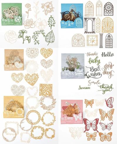 60pcs عتيقة Hollow Scrapbook Paper Scrapbook Supplies Paper Paper ، Lace Journaling Supplies for Junk Journer Planner Gift Wraps Craft Craft Making Collage DIY مصنوعة يدويًا الزخرفة in Saudi Arabia