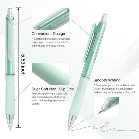 NNY Gel Pens Black Ink Pen 0.5mm مع قبضة راحة للكتابة السلسة والمدرسة والمكاتب (6 عبوات) in Kuwait