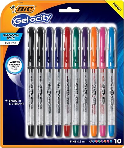 BIC® Gel-Ocity STIC Gel Als ، Fine Point ، 0.5 مم ، براميل صافية ، ألوان حبر متنوعة ، حزمة من 10 أقلام in Saudi Arabia