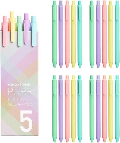 Lanxivi 10 PCS Kaco Pure Black Retractable Gel ink Pens, 0.5mm Extra Fine Point, Black Ink in Saudi Arabia