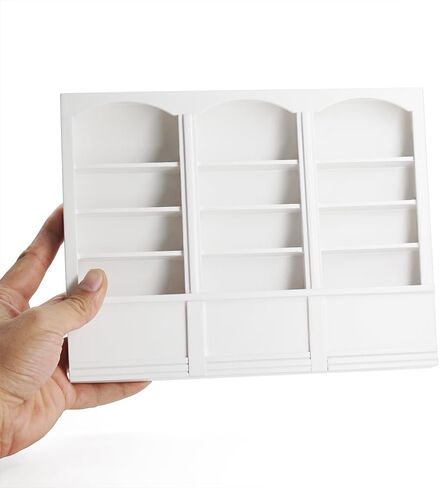 Odoria Dollhouse Bookcogich الرف المصغرة: 1/12 Scale Bookshelf for Books Library School Office - Mini Wall Display Cabinet Antique Retro - Tiny Wood Furniture Vintage Vintage White in Saudi Arabia