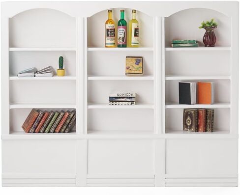 Odoria Dollhouse Bookcogich الرف المصغرة: 1/12 Scale Bookshelf for Books Library School Office - Mini Wall Display Cabinet Antique Retro - Tiny Wood Furniture Vintage Vintage White in Saudi Arabia