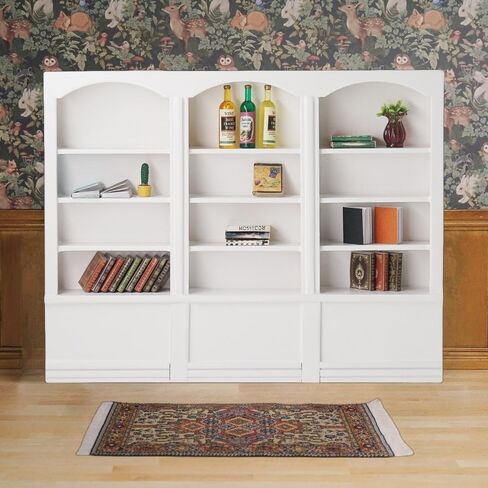 Odoria Dollhouse Bookcogich الرف المصغرة: 1/12 Scale Bookshelf for Books Library School Office - Mini Wall Display Cabinet Antique Retro - Tiny Wood Furniture Vintage Vintage White in Saudi Arabia
