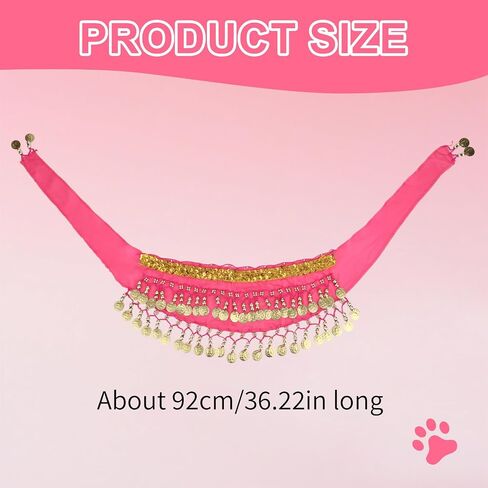 Dog Belly Dancer Skirt ، Bling Belly Dance Hip وشاح لـ Corgis الكلب التفاف مع الترتر من الترتر جرو للرقص الأليفة الأزياء لحفلات عيد الهالوين أداء الاحتفال (الوردي) in Kuwait