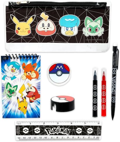 Pokemon Back to School for Kids - حزمة 11 قطعة مع مجلدات Pikachu ، دفتر ملاحظات ، أقلام الرصاص ، المرجعية ، الملصقات ، وأكثر من | اللوازم المدرسية نينتندو in Saudi Arabia