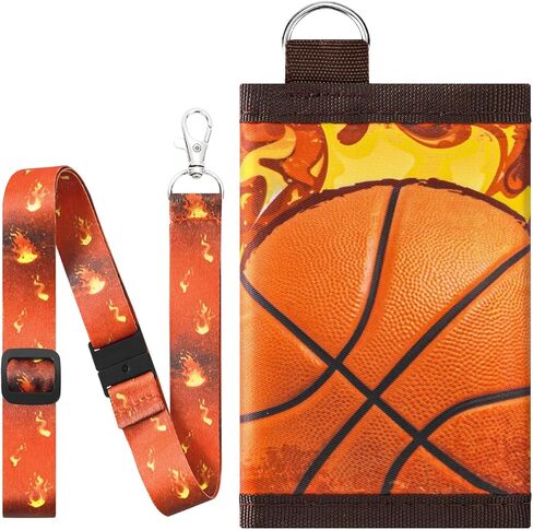 WAWSAM Kids Wallet Boys Video Game Wallet with Lanyard Teens Gaming Purse Neck Stash Wallet Zippered Compact Tri-fold Coin Pocket Card Holders Kids Purse Boys Wallet Game Boy Birthday Gift in Kuwait