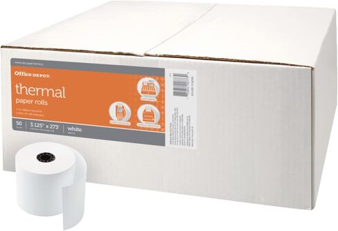 Office Depot Thermal Paper Rolls, 3 1/8in. x 273ft., White, Carton Of 50, 818638 in Saudi Arabia