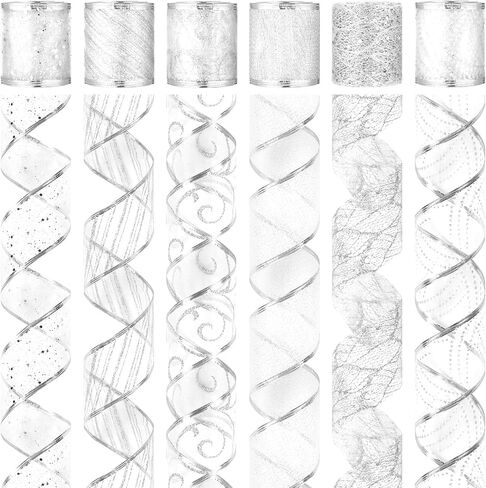 12 Rolls 78.74 Yards Homecoming Mum Ribbon Chrysanthemum Theme Supplies Polyester Sliver Ribbon Trim Embellishment Glitter for DIY Homecoming Chrysanthemum Wrapping Party Decor in Saudi Arabia