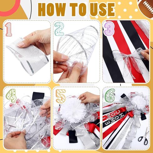 12 Rolls 78.74 Yards Homecoming Mum Ribbon Chrysanthemum Theme Supplies Polyester Sliver Ribbon Trim Embellishment Glitter for DIY Homecoming Chrysanthemum Wrapping Party Decor in Saudi Arabia