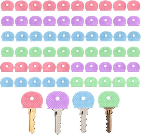 60PCS Key Covers Caps, 4 Colors Silicone Cute Key Caps for House Keys in Kuwait