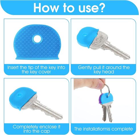 40Pcs Colorful Plastic Key Cap Tags, Key Color Caps Identifier Covers, Soft Rubber Key Identifiers, Plastic Key Toppers for Standard Flat House Keys, 8 Colors in Saudi Arabia