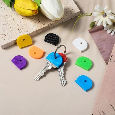 40Pcs Colorful Plastic Key Cap Tags, Key Color Caps Identifier Covers, Soft Rubber Key Identifiers, Plastic Key Toppers for Standard Flat House Keys, 8 Colors in Saudi Arabia
