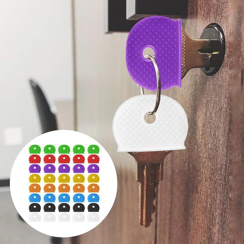 40Pcs Colorful Plastic Key Cap Tags, Key Color Caps Identifier Covers, Soft Rubber Key Identifiers, Plastic Key Toppers for Standard Flat House Keys, 8 Colors in Saudi Arabia