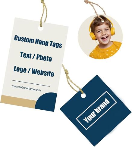علامات تعليق مخصصة ، 30 ~ 1000 PCS تخصيص أي شعار ملصق نص اختياري ، مستطيل مربع مخصص الأسماء العلامات ، والملابس هدية المجوهرات المصنوعة يدويًا زفاف الأعمال الزفاف (المستطيل) in Saudi Arabia