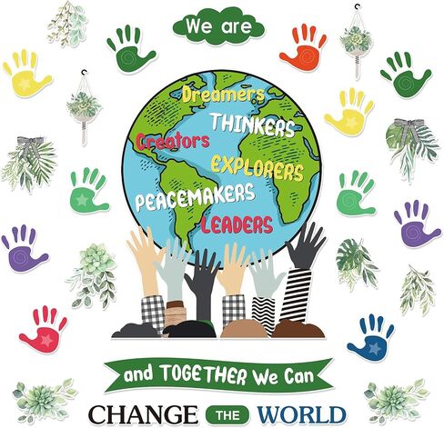 Pasimy 97 Pcs One World Together Classroom Decorations We are and Together We Can Change The World Bulletin Board Set Back to School Classroom Decor Positive Cutouts for School Chalkboard Wall Decor in Saudi Arabia