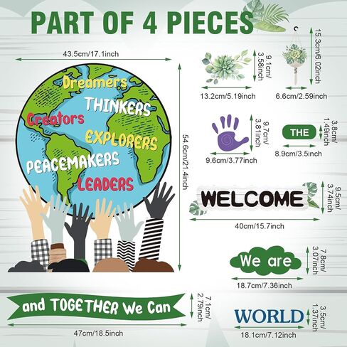 Pasimy 97 Pcs One World Together Classroom Decorations We are and Together We Can Change The World Bulletin Board Set Back to School Classroom Decor Positive Cutouts for School Chalkboard Wall Decor in Saudi Arabia